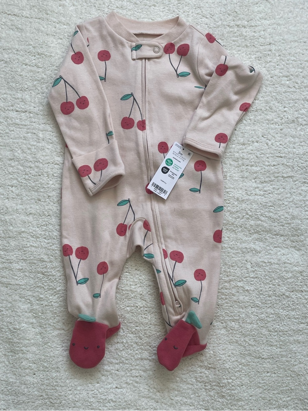 Carter's Pink Cherry Footed One-Piece - Picture 1 of 3